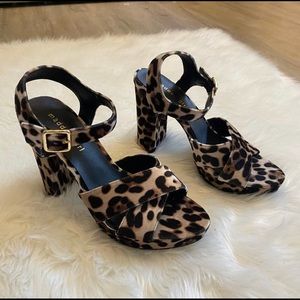 Leopard crisscross strap heels by Madden Girl.